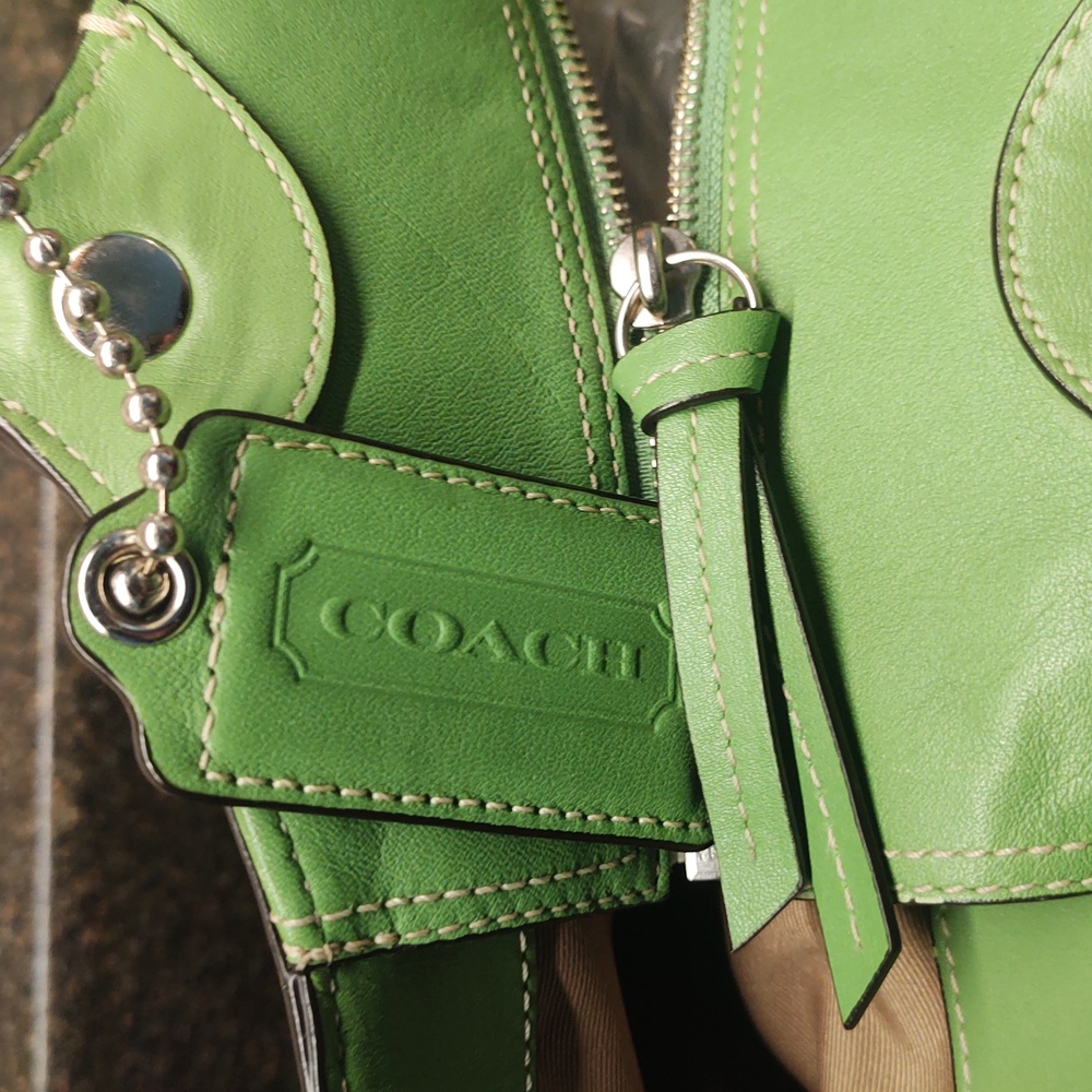COACH Apple Green Legacy Bleecker Leather Tote Bag F14383 - Picture 11 of 16